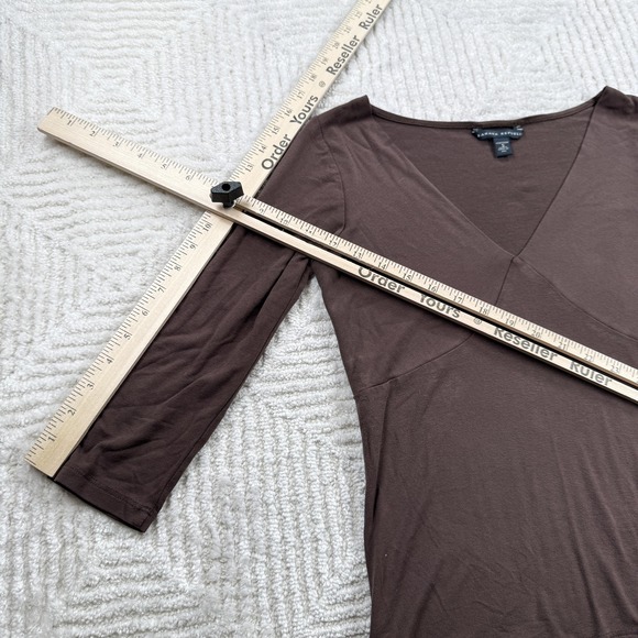 VTG Banana Republic Blouse Womens S Brown Stretch V Neck Retro Capsule Boho Y2K - Picture 4 of 9